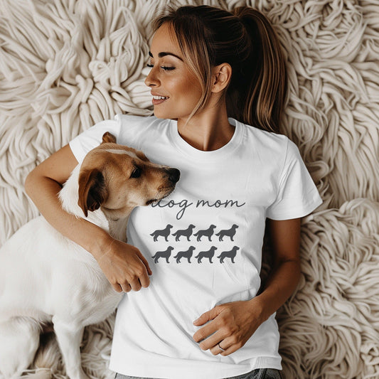 Dog Mom Graphic Tee with Cute Dog Silhouettes
