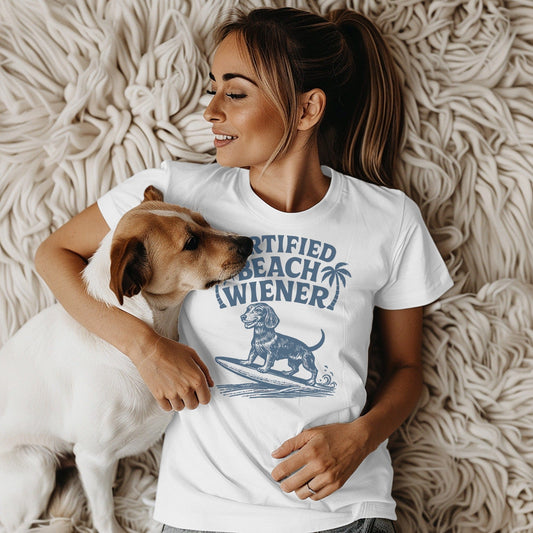 Certified Beach Wiener Graphic T-Shirt for Dog Lovers
