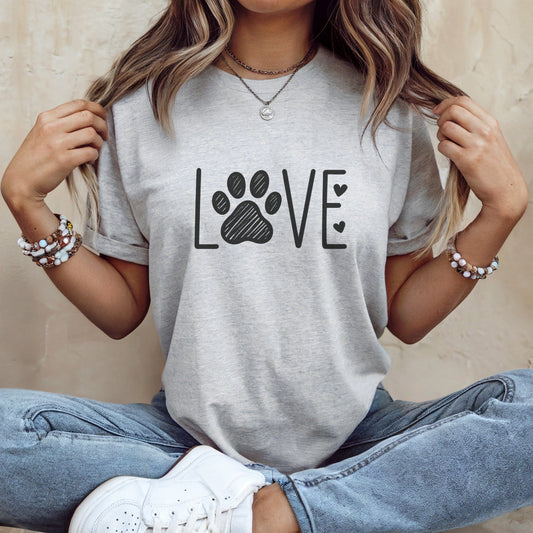 Love Paw Print Graphic Tee Shirt for Animal Lovers