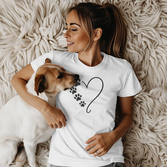 Heart and Paw Print Design T-Shirt for Dog Lovers
