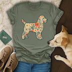 Floral Dog Graphic Design Casual T-Shirt for Pet Lovers
