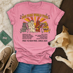 Pink t-shirt with dogs on a "Dog Park World Tour" graphic and text.