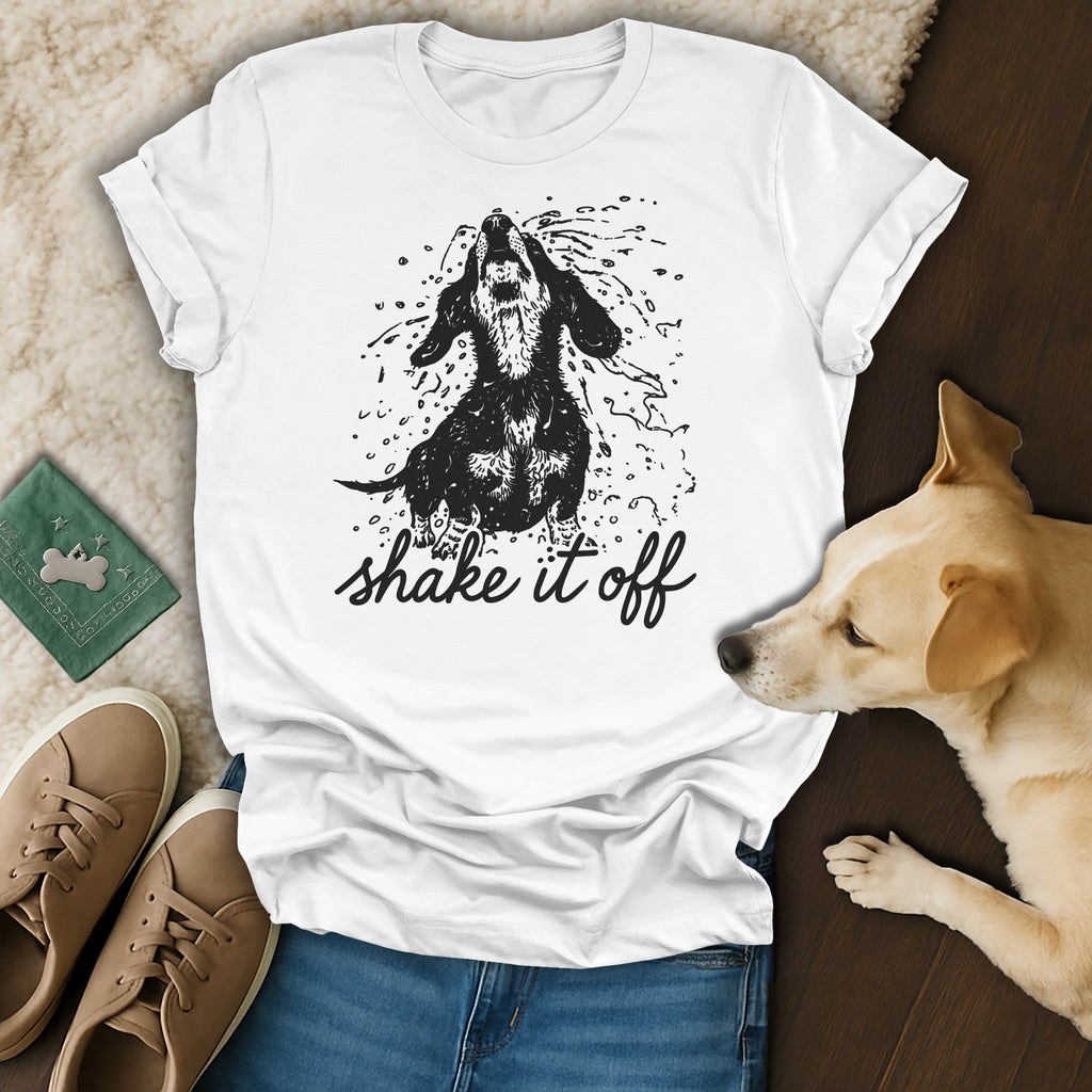 Shake it off dog graphic t-shirt for pet lovers
