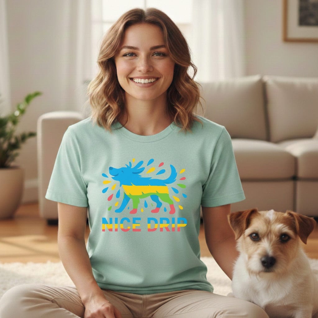 Nice Drip Dog Graphic Women's Shirt Colorful Design