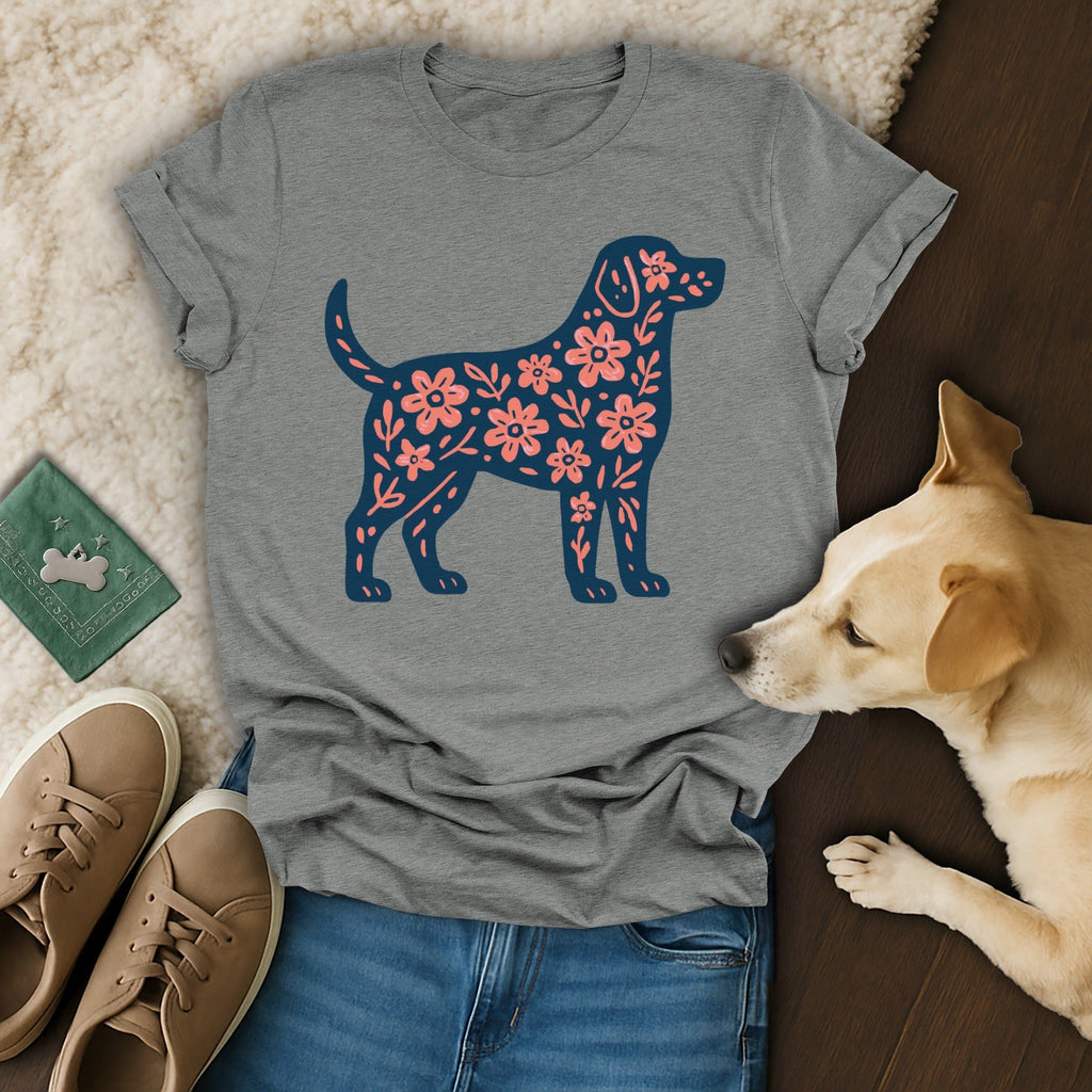 Floral Dog Graphic T-Shirt for Pet Lovers Fashion Tee