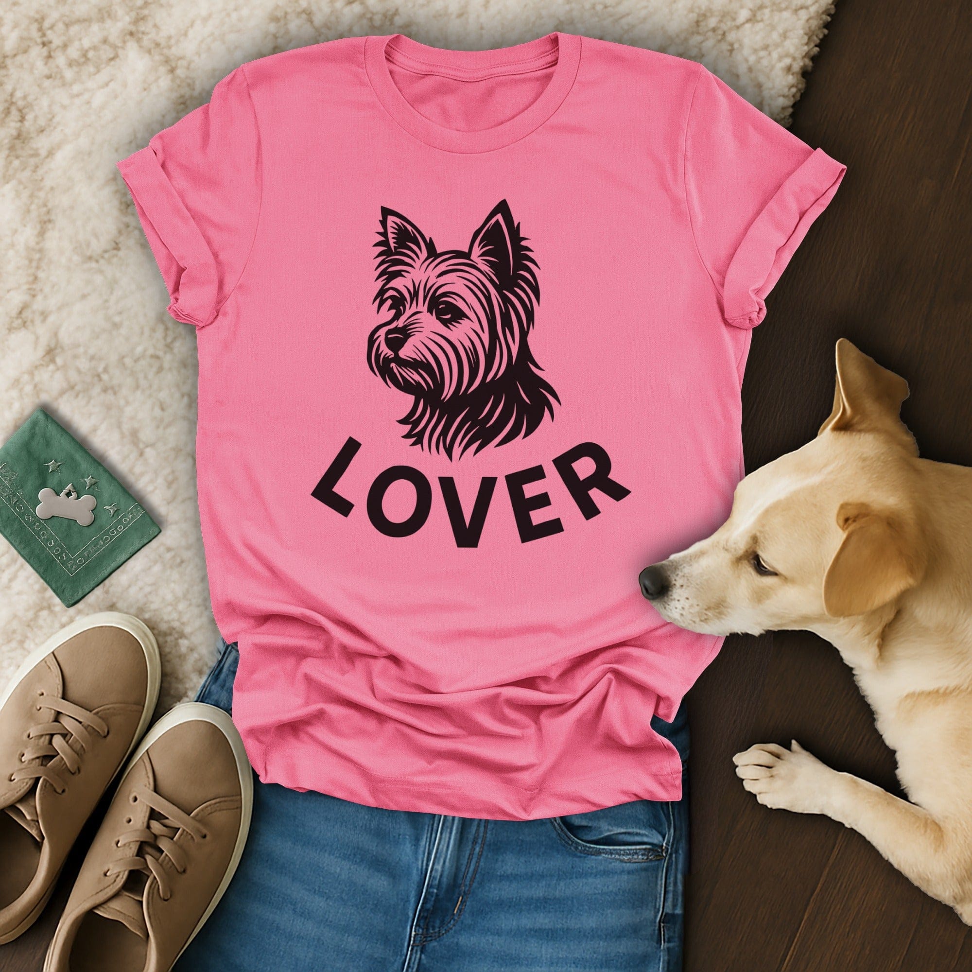Lover Pink T-Shirt with Dog Graphic Design