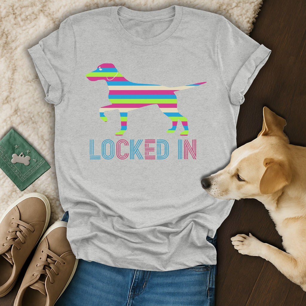 Locked In Colorful Dog Graphic T-Shirt
