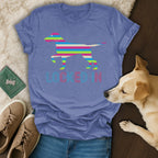 Locked In Striped Dog Graphic Comfortable T-shirt