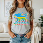 Colorful Nice Drip Dog Graphic Tee for Women