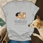 Grey t-shirt with cartoon dogs and text "JUST DOING A LITTLE NETWORKING".