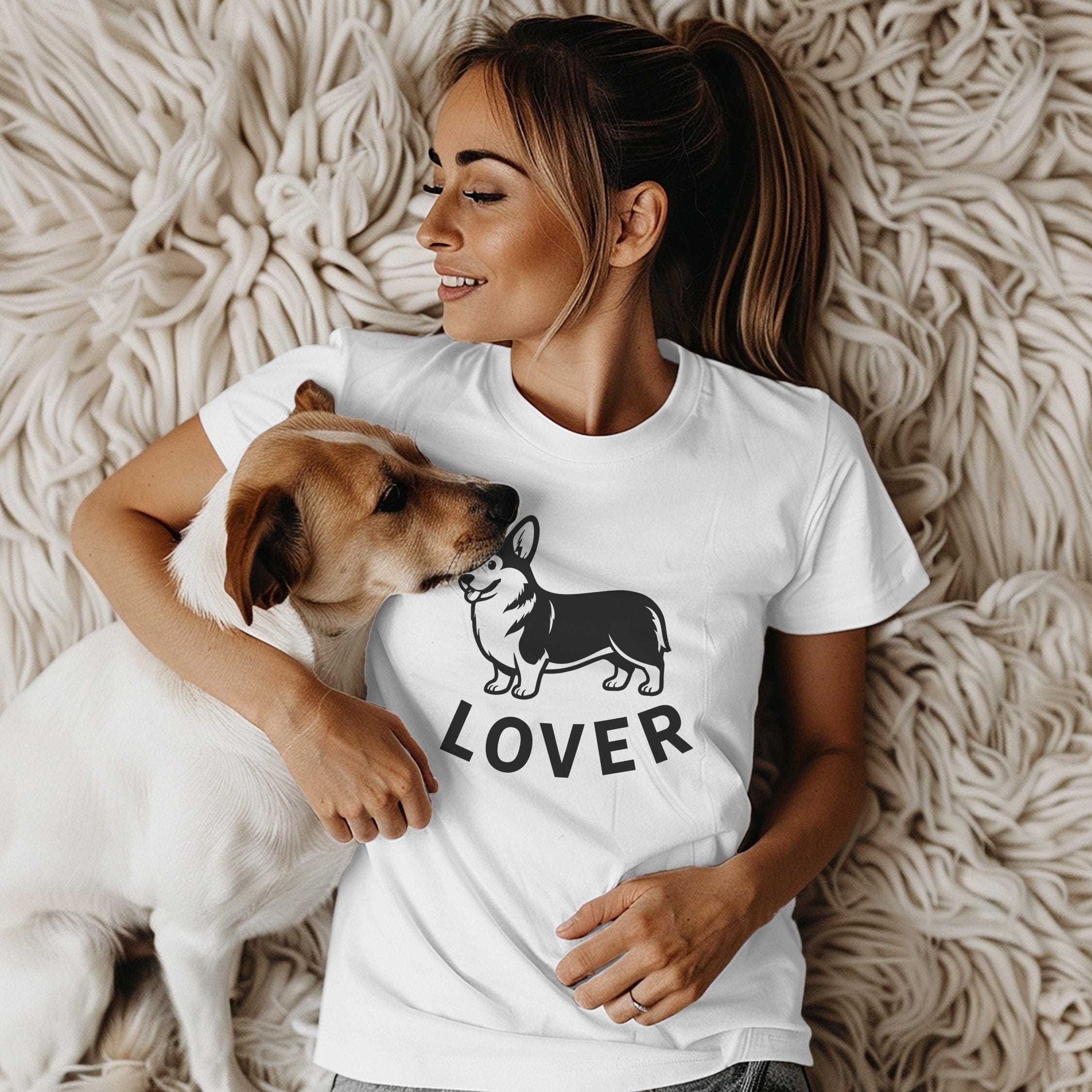 Cute Corgi Lover Graphic White Tee Shirt