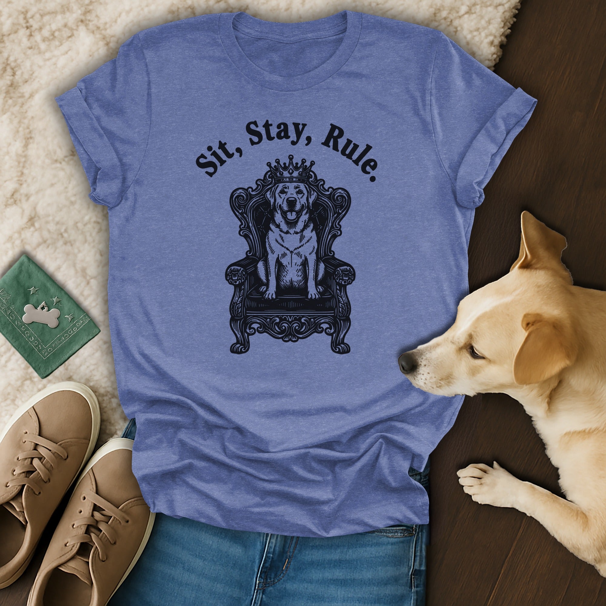 Sit Stay Rule Dog on Throne Graphic Tee Product