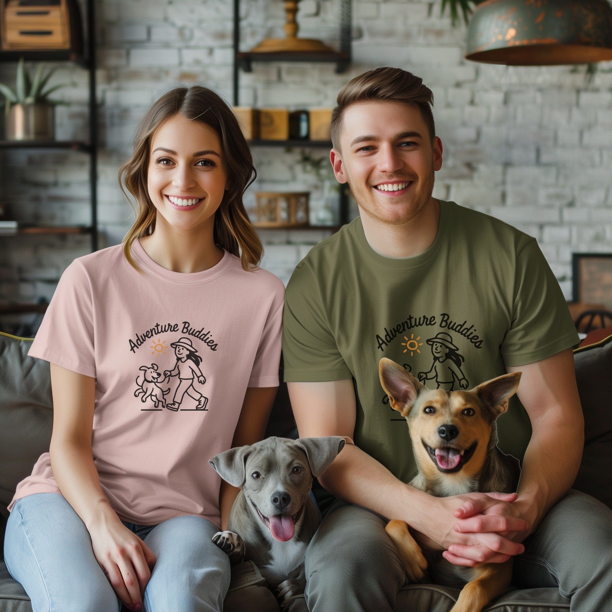 Adventure Buddies T-shirt with Dog Print Apparel