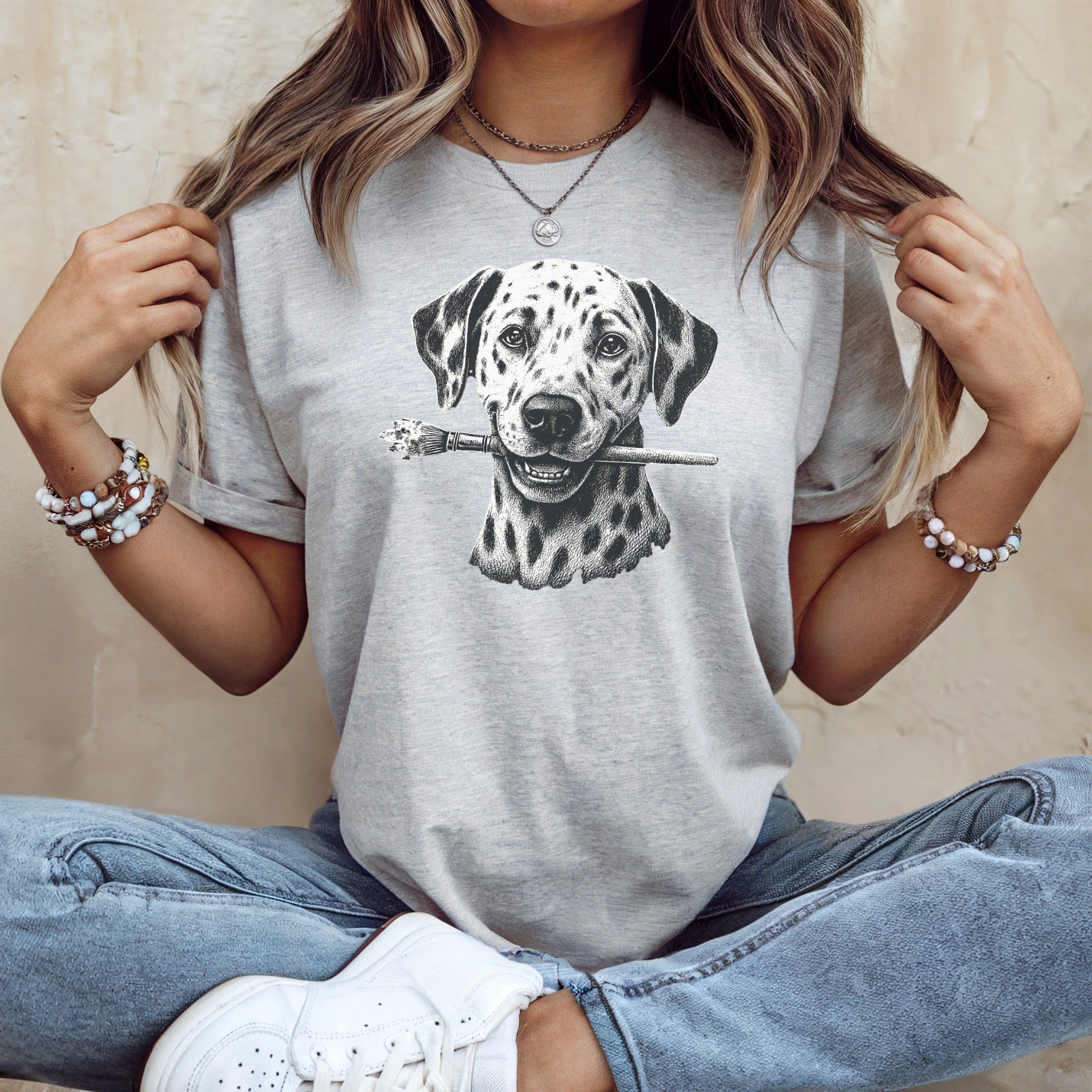 Dalmatian Dog with Brush Graphic T-Shirt