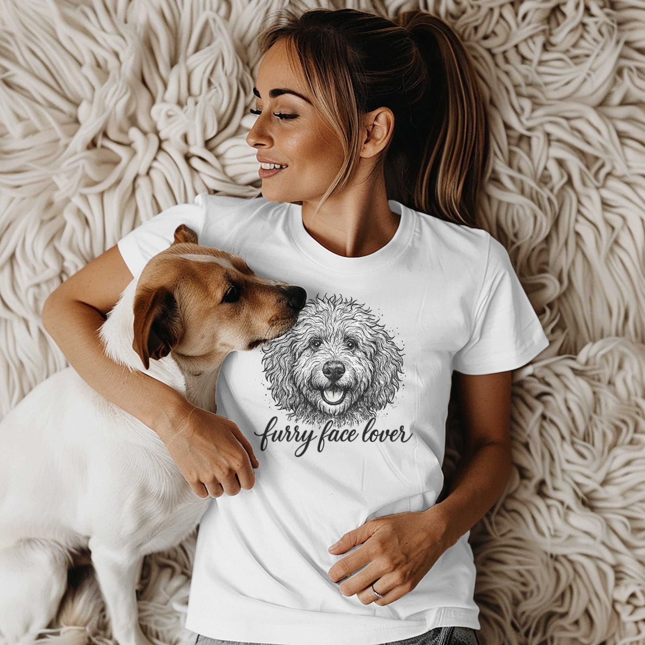 Furry Face Lover Graphic Design White T-shirt