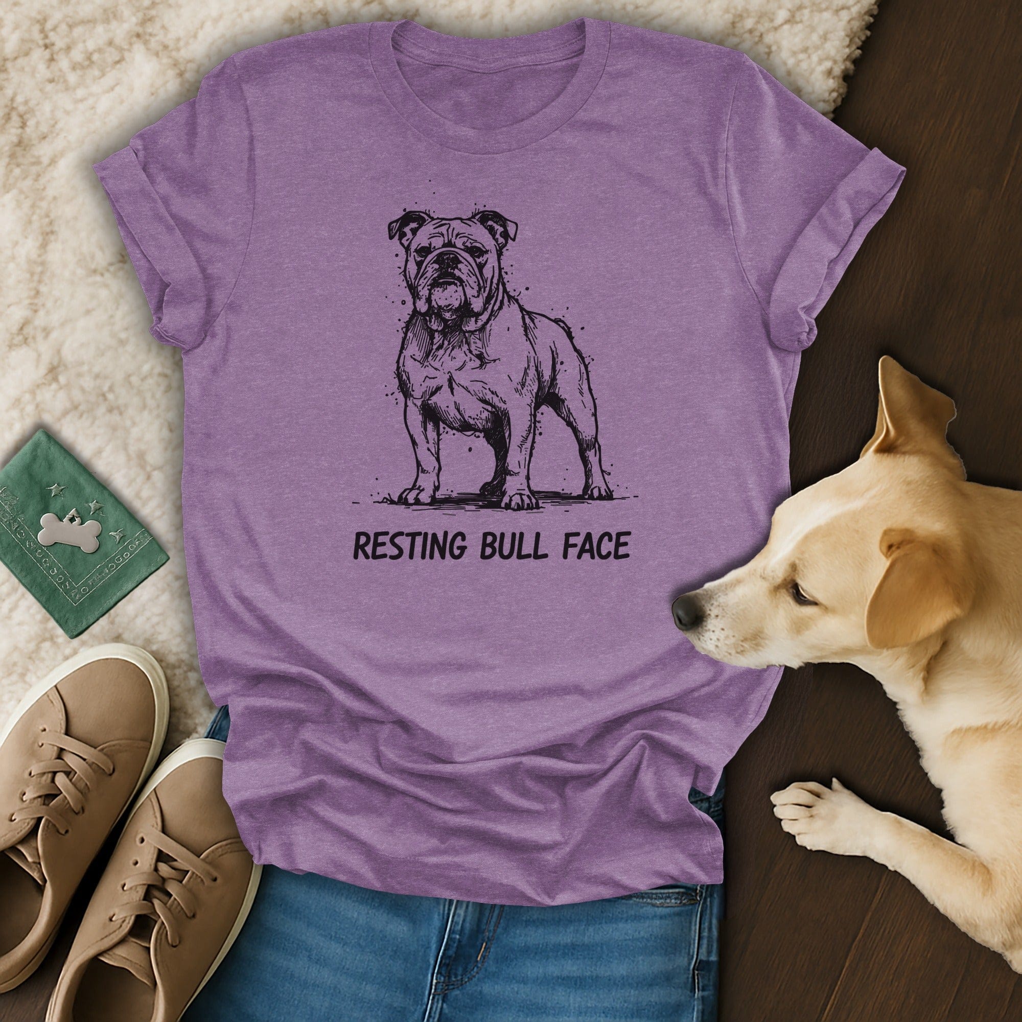 Resting Bull Face Graphic Tee for Dog Lovers
