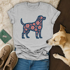 Floral Dog Graphic Design Women's T-Shirt