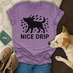 Nice Drip T-Shirt Featuring Playful Dog Design
