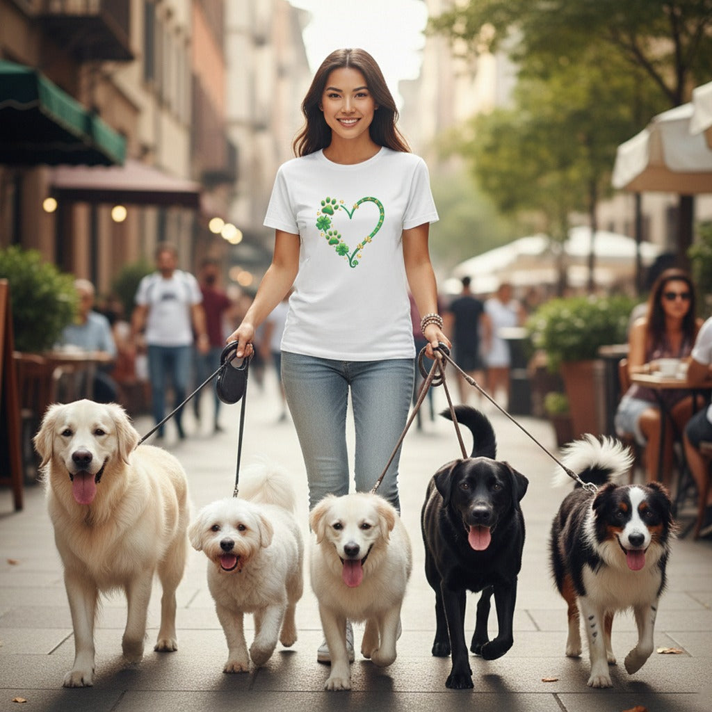 Heart Paw Print Design T-Shirt for Dog Lovers