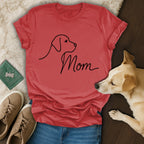 Cute Red Tee with Dog and Mom Graphic Design