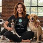 Woman with two dogs, a Cavalier King Charles Spaniel and a Labrador Retriever.