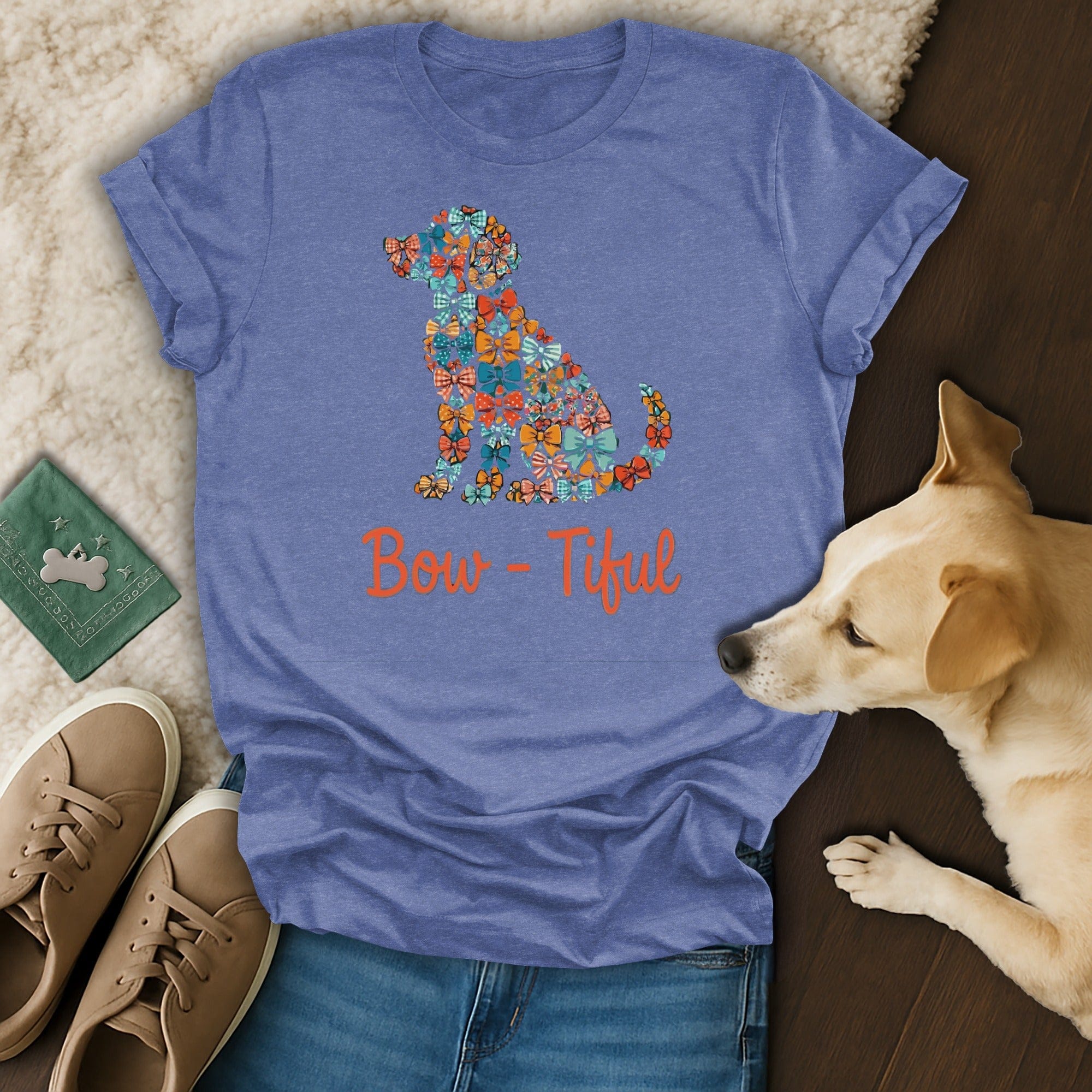 Blue Bow Tiful Dog Silhouette Colorful Bows product type