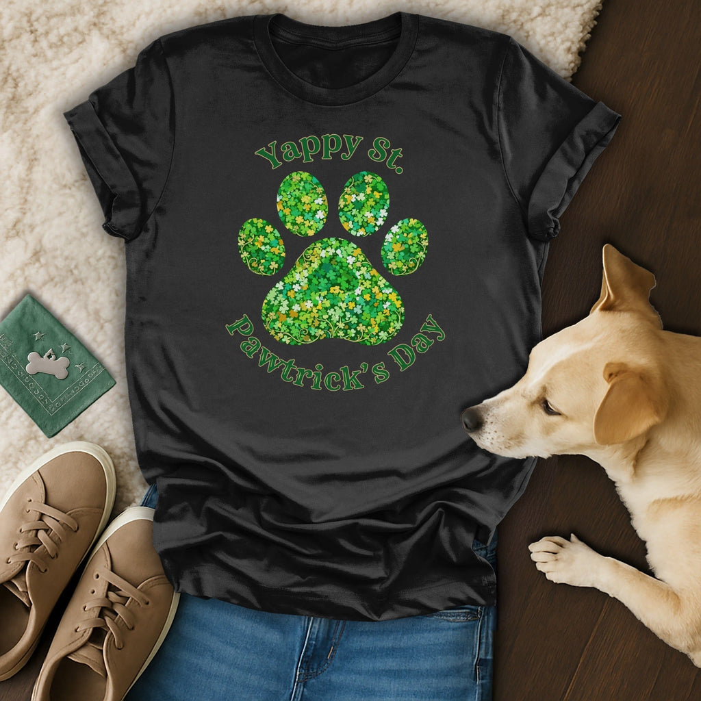 Yappy St. Pawtrick's Day Paw Print Graphic T-shirt