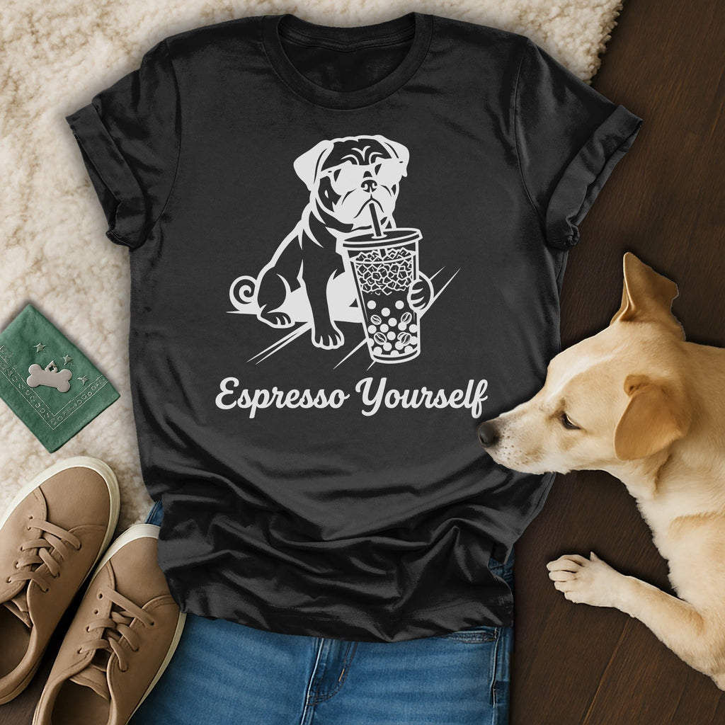 Funny Pug Espresso Yourself Dog Coffee Graphic product type
Pug
Dog
Espresso
Coffee
Bubble Tea
Boba Drink
Sunglasses Dog
Funny Pug
Cute Dog
Animal Graphic
Pet Lover
Dog Lover
Pun Shirt
Beverage Design
Unique Graphic
Black Shirt
White Design
Canine
Puppy
Drink Lover
