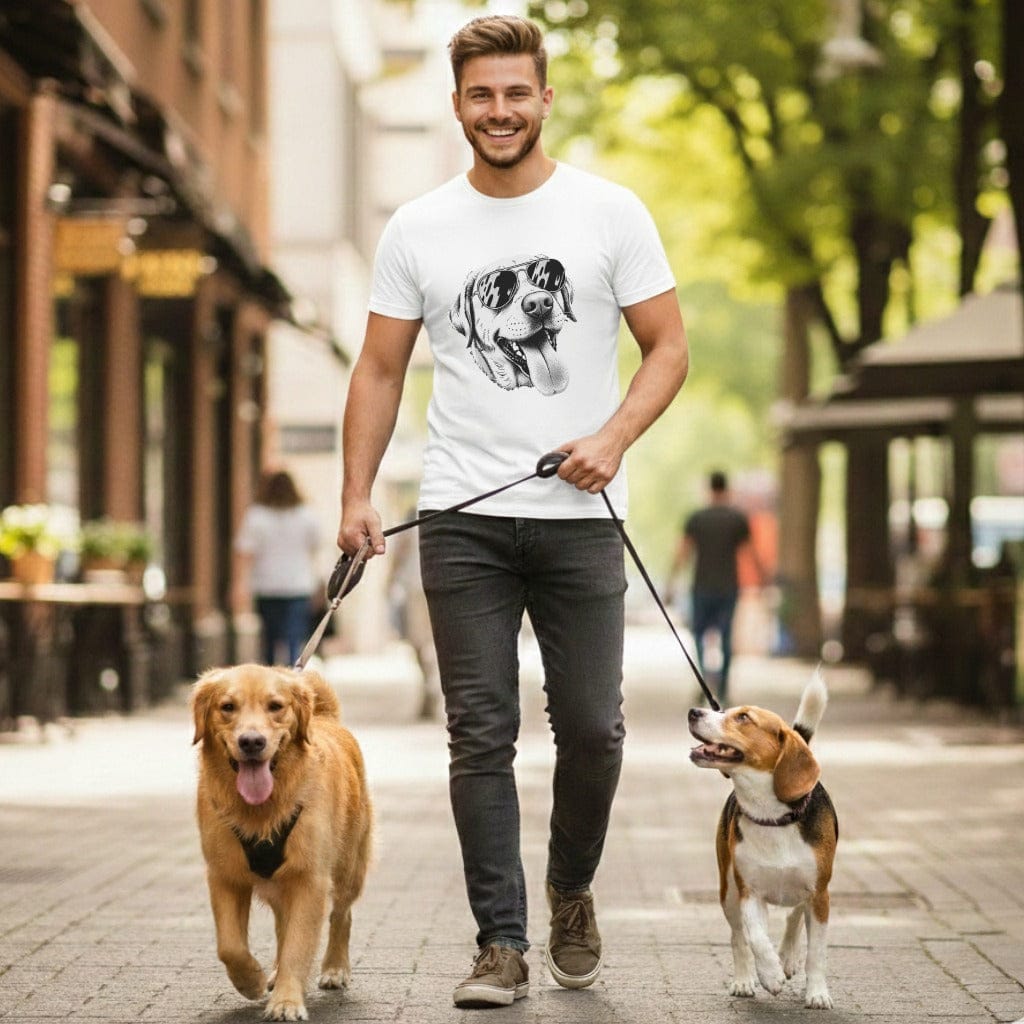 Cool Sunglasses Dog Graphic Printed T-Shirt for Men