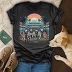 Black t-shirt with four dogs on a cruise ship deck, "My Cruise Shirt" text.