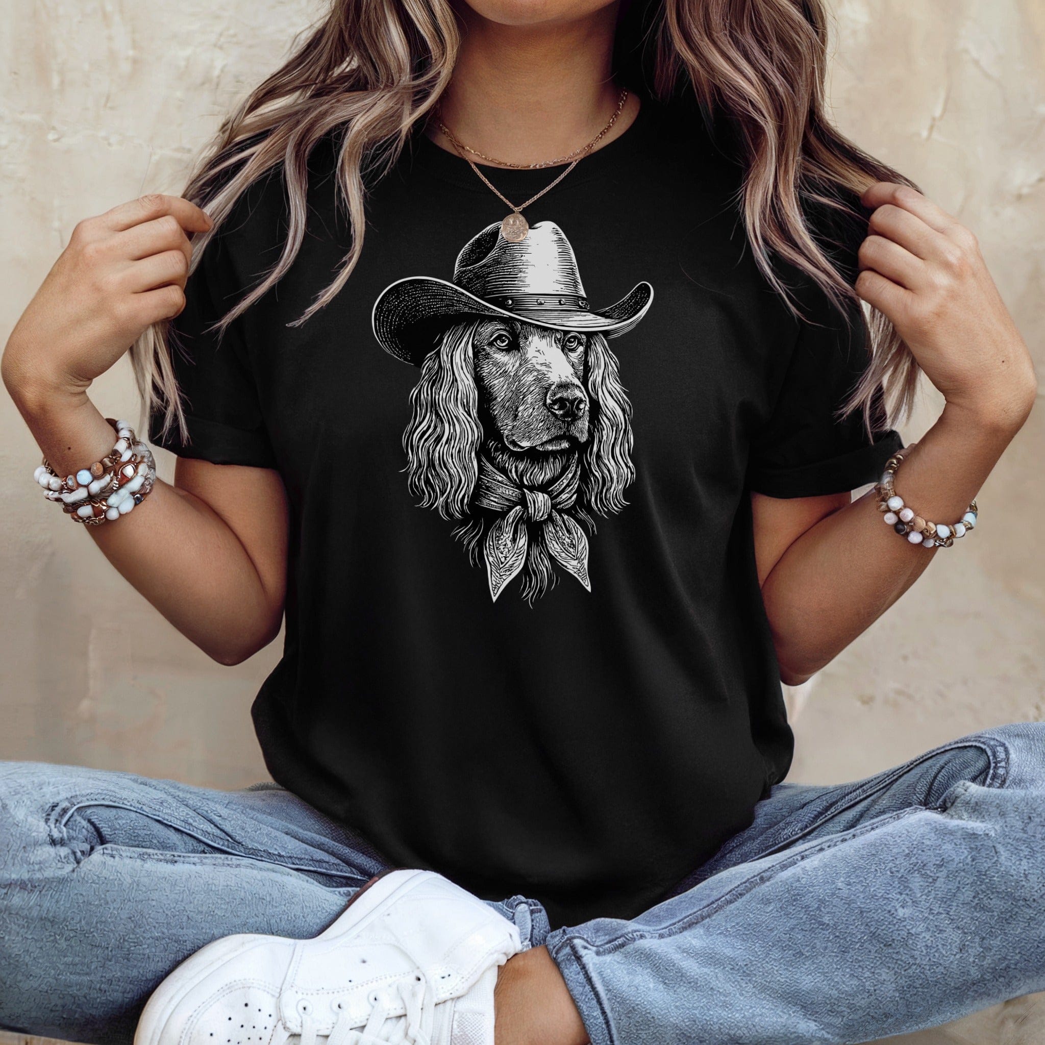 Cowboy Dog Graphic Design T-Shirt for Women