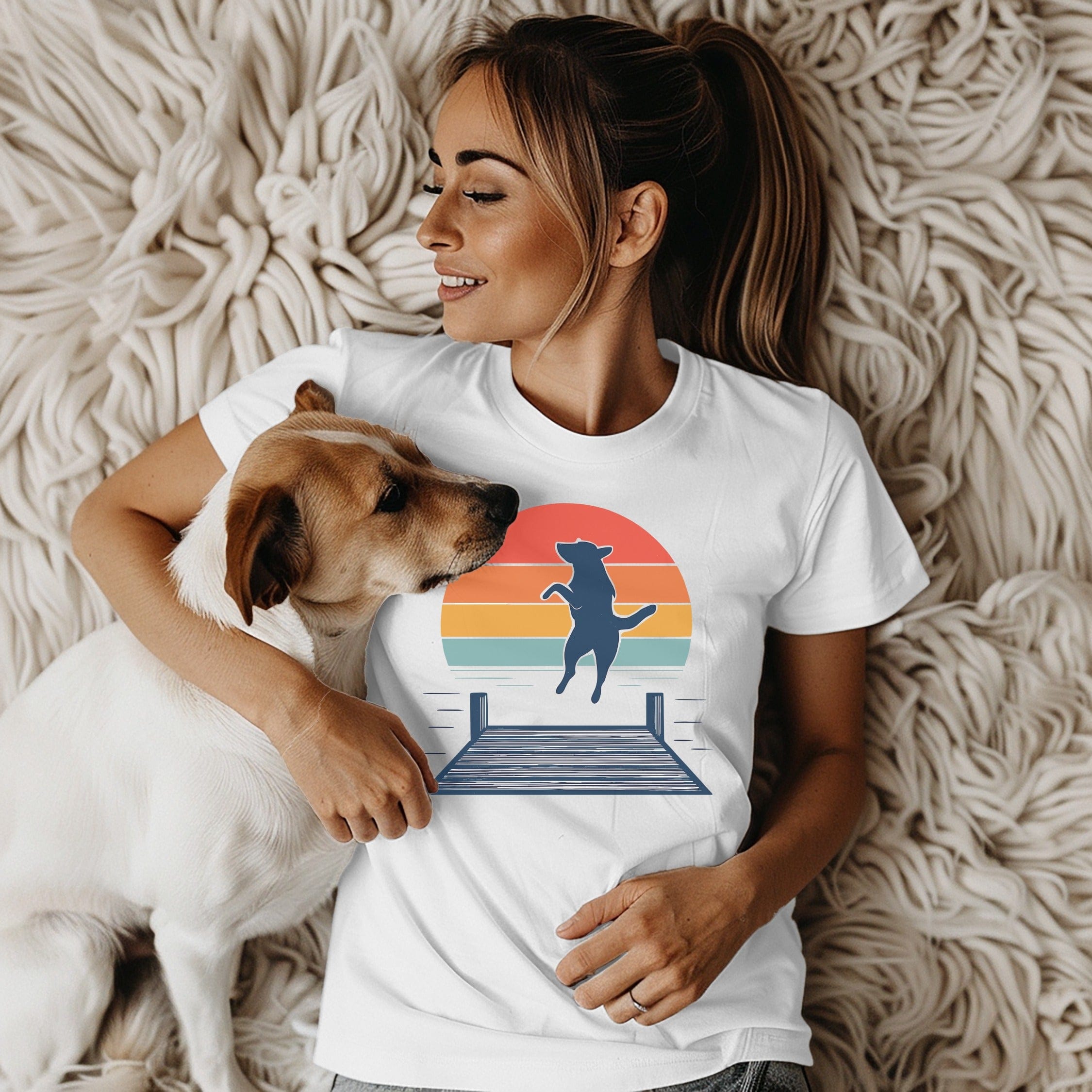 Fun Sunset Dog Graphic T-shirt for Relaxed Vibes