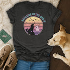 Dark t-shirt with "Barkside of the Boo-n" graphic of a wolf and ghost.