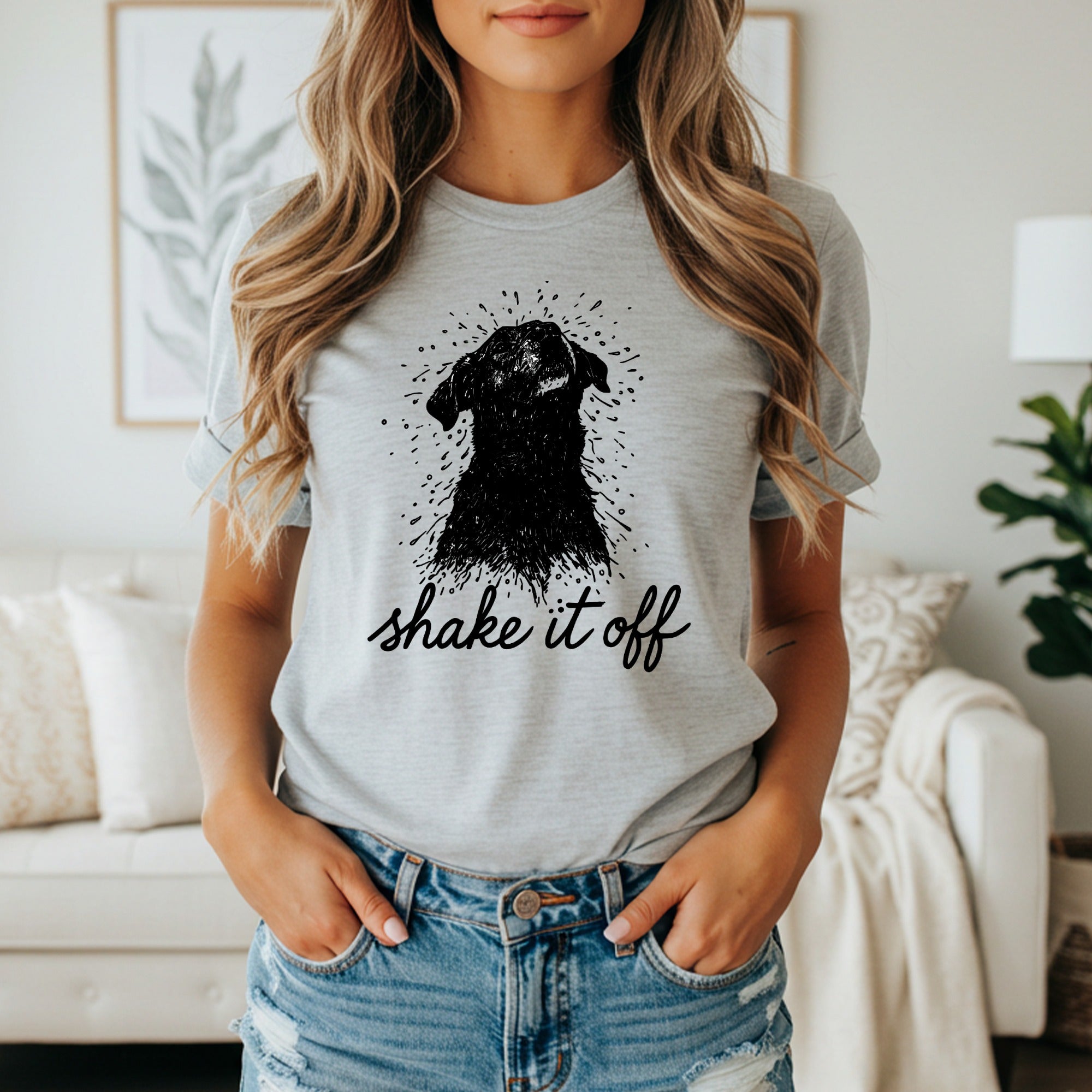 Shake It Off Dog Graphic Tee Shirt for Casual Wear