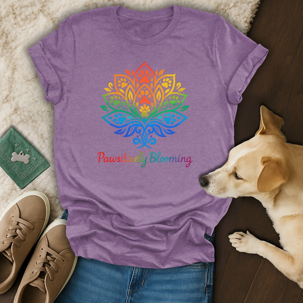 Pawsitively Blooming Rainbow Print Shirt for Pet Lovers