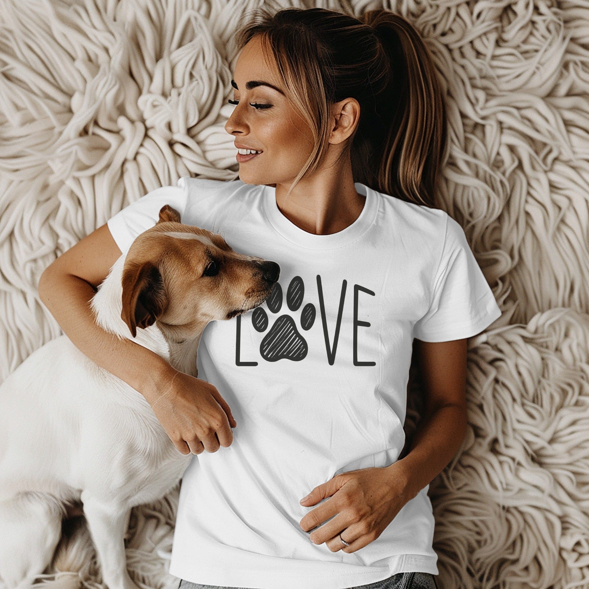 Love Paw Print Graphic Tee for Dog Lovers