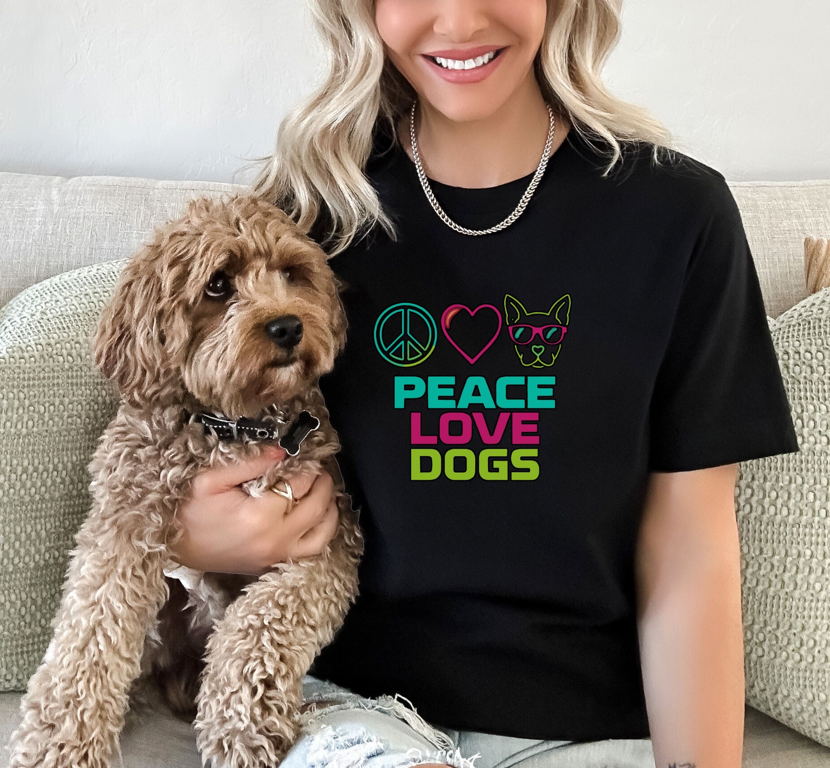 Peace Love Dogs Graphic T-shirt for Pet Lovers