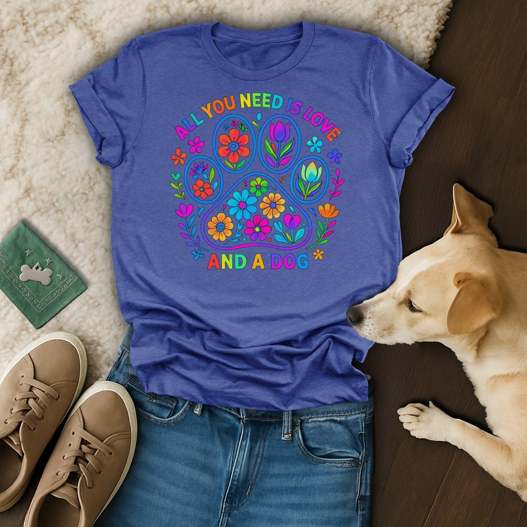 All You Need Is Love and A Dog Colorful Design Shirt