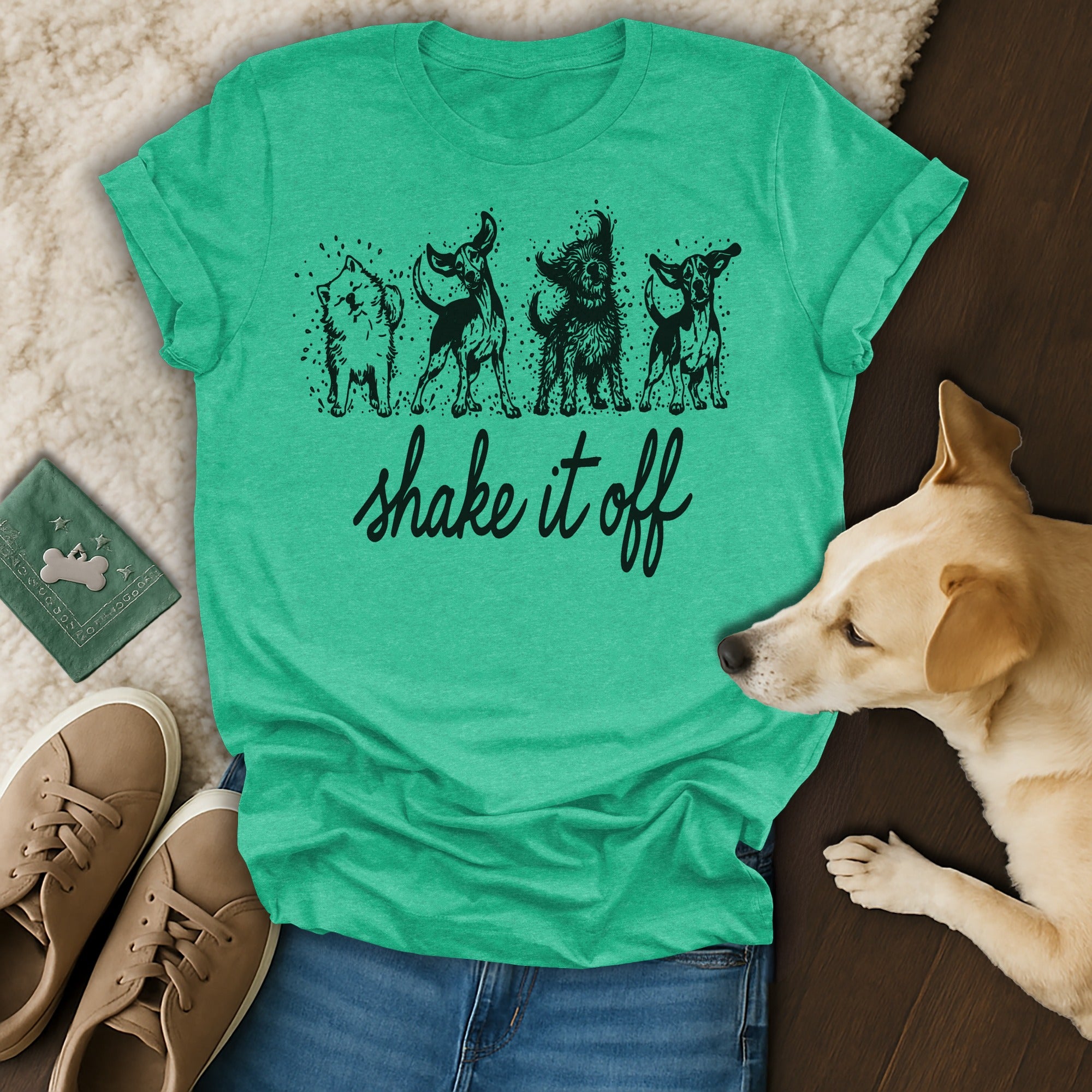 Shake It Off Dog Graphics Tee Shirt for Pet Lovers