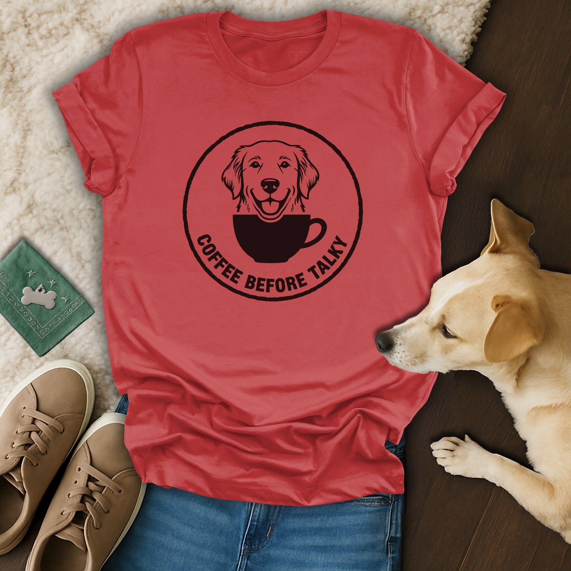 Coffee Before Talky Dog Lover Graphic Tee Shirt