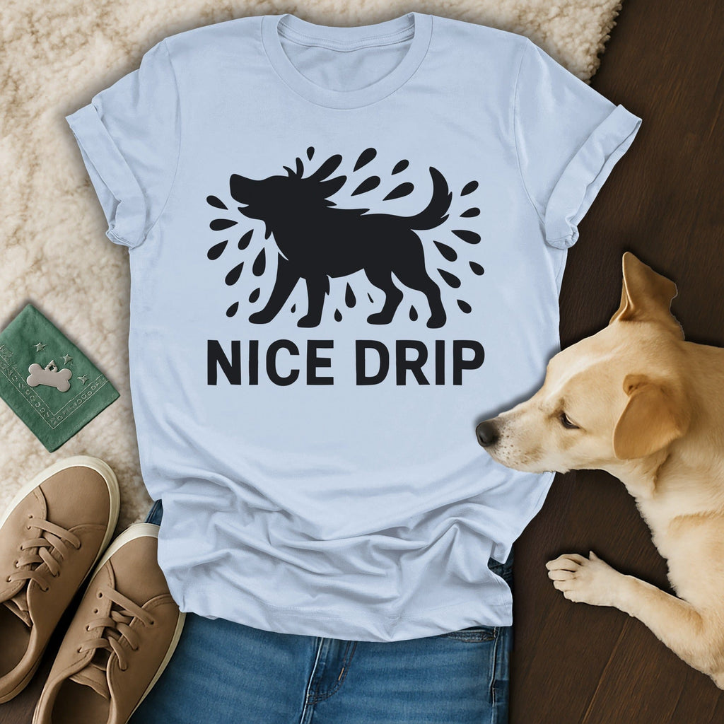 Nice Drip Dog Design Graphic Tee Shirt