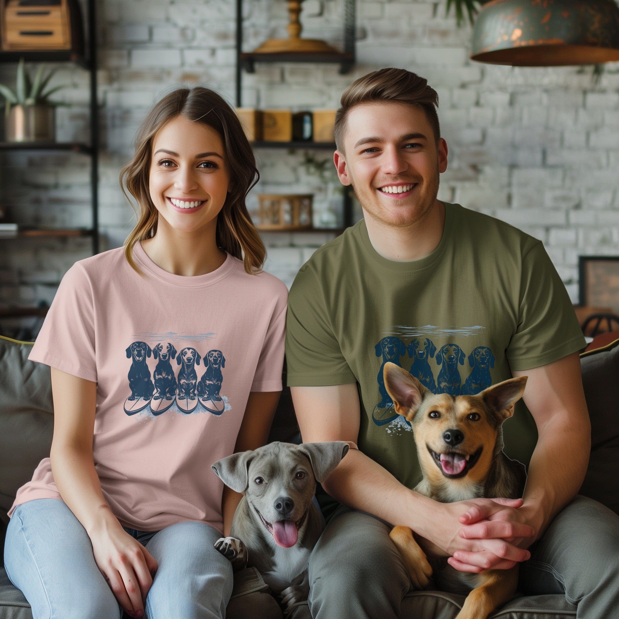 Cute Couple Shirts with Adorable Dog Prints