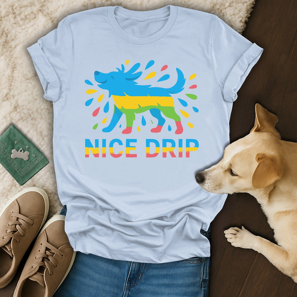 Nice Drip Colorful Dog Graphic T-shirt