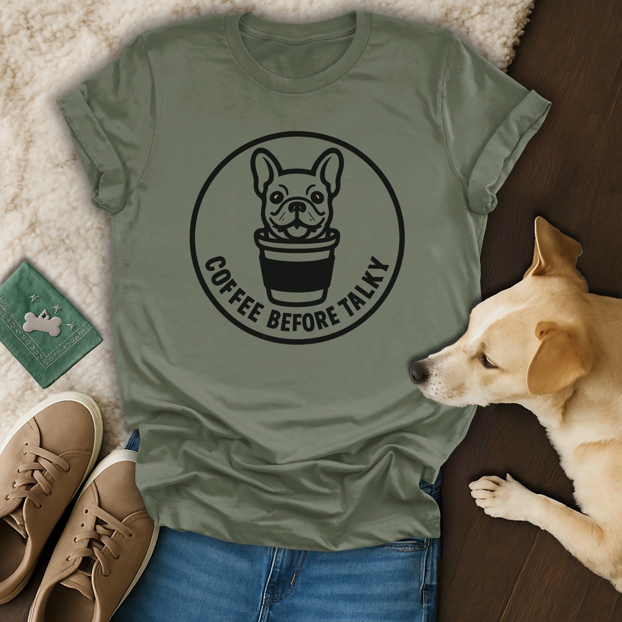 Coffee Before Talky French Bulldog Graphic T-Shirt