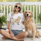 Floral Dog Design Graphic Tee for Women