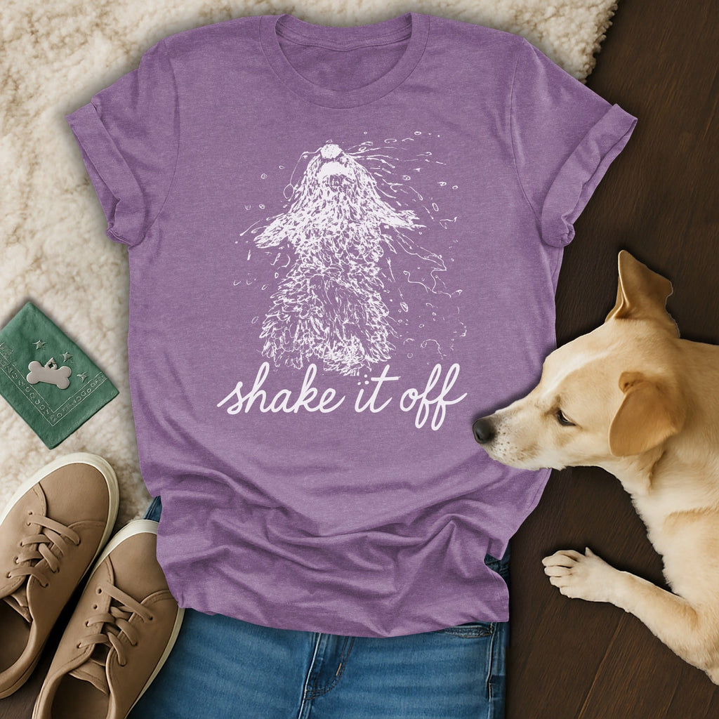 Dog Shakes Water Off Funny Design Purple T-Shirt product type