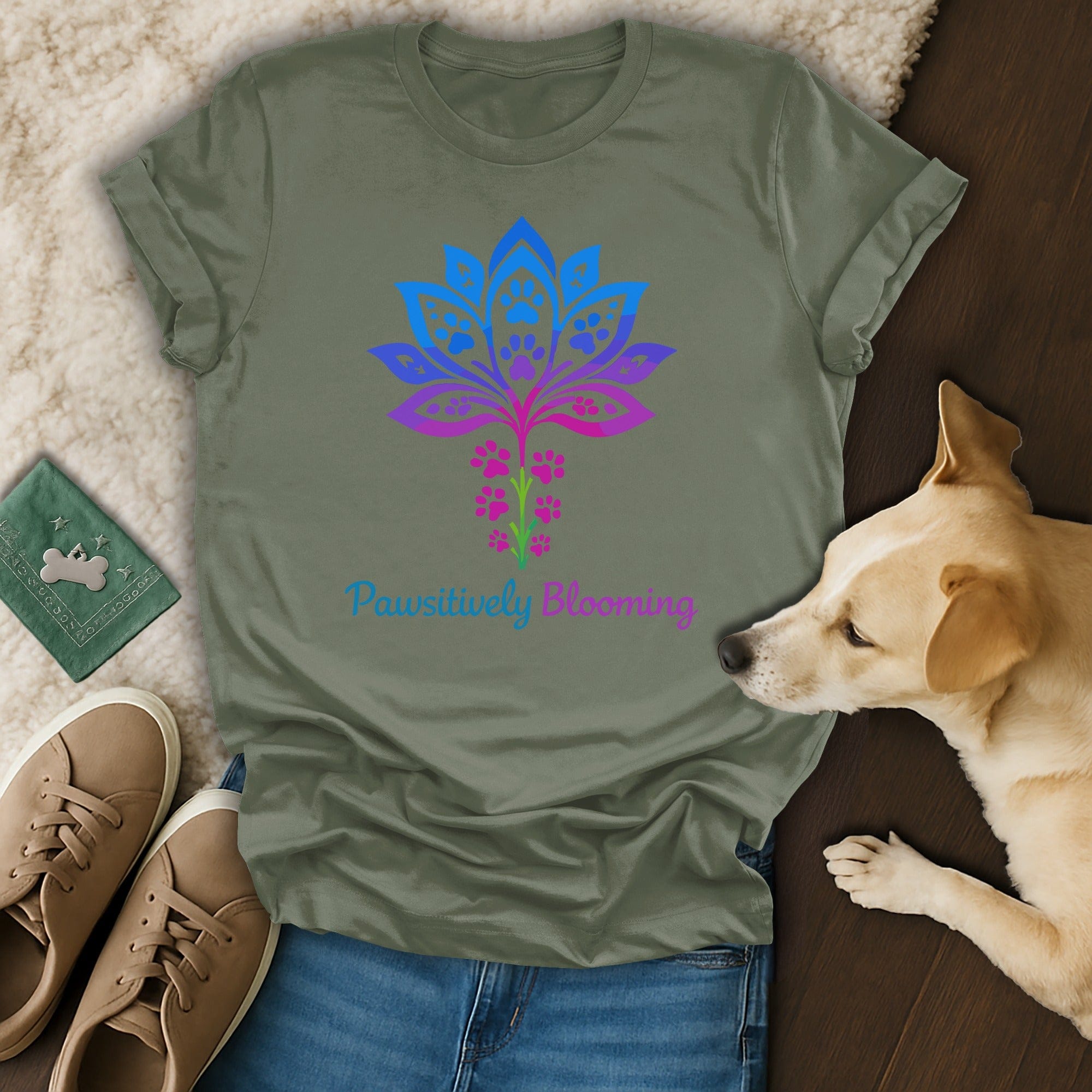 Pawsitively Blooming Graphic Tee Shirt for Pet Lovers
