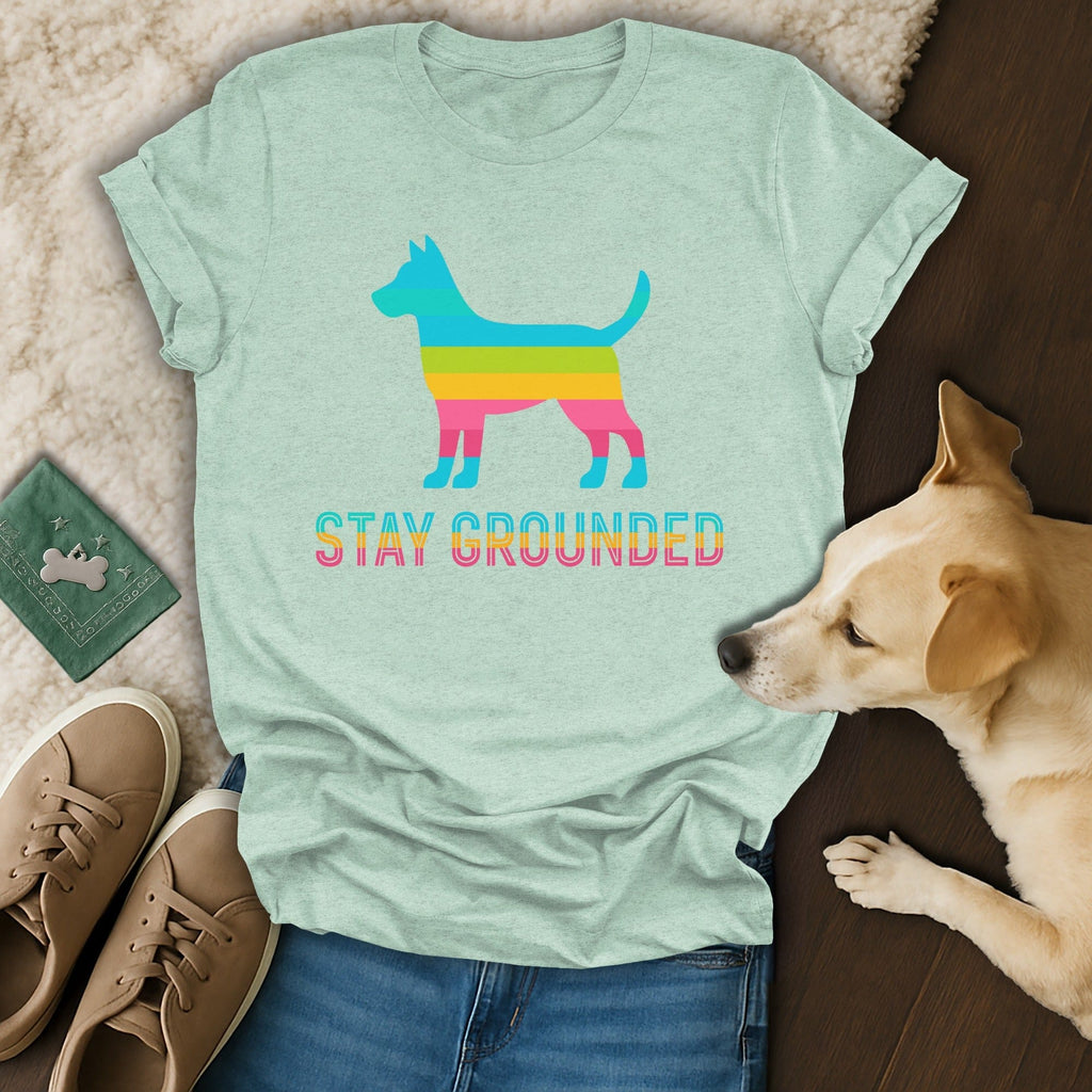 Stay Grounded Dog Silhouette Graphic Tee Shirt