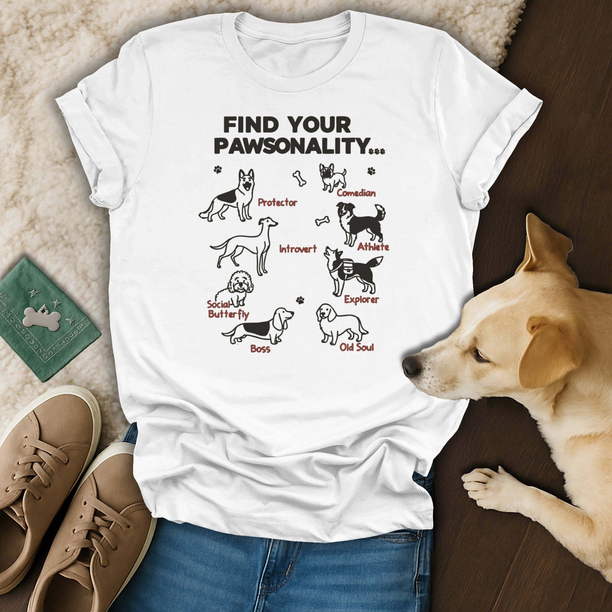 Find Your Pawsonality Dog Lover Graphic T-Shirt