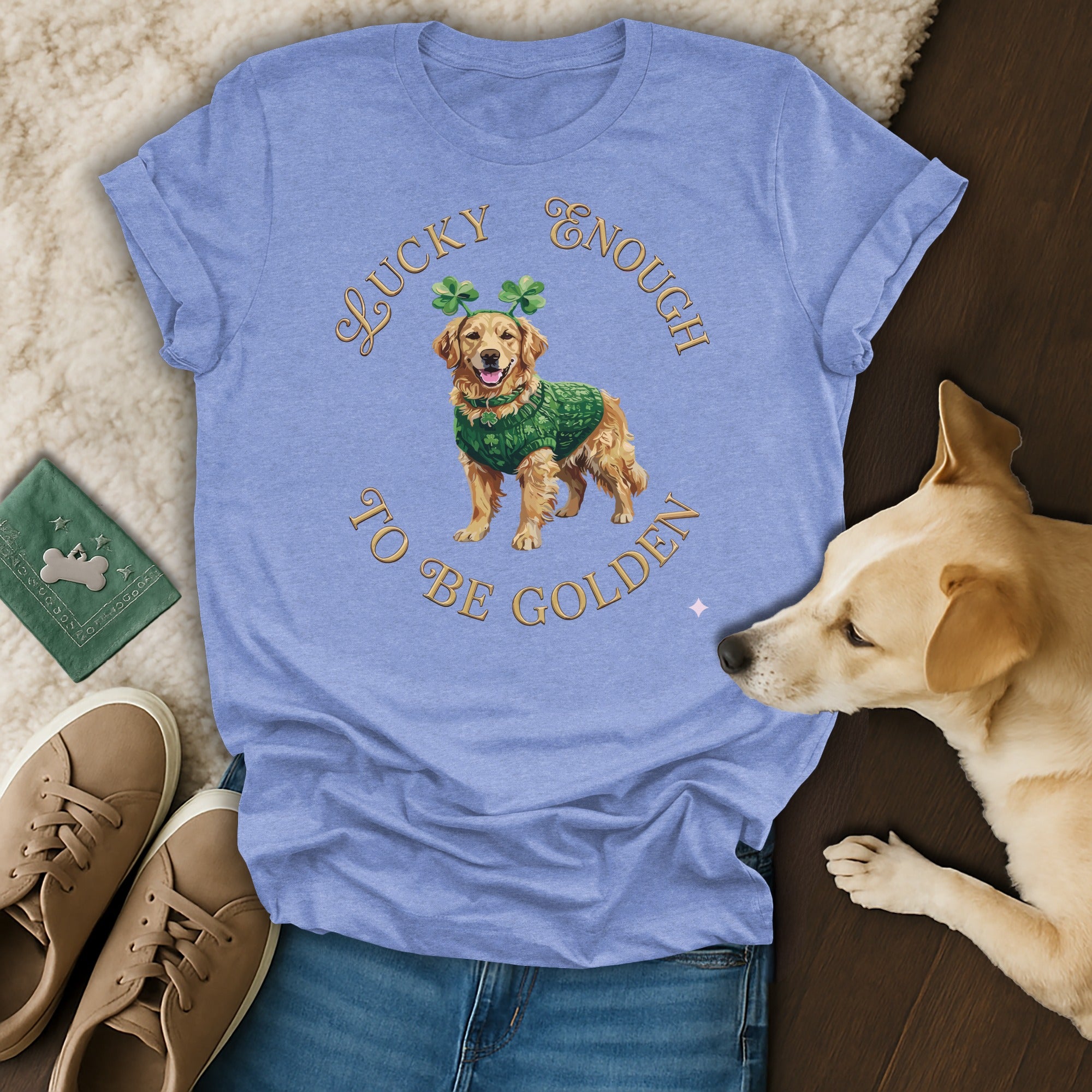 Lucky Enough To Be Golden T-Shirt for Dog Lovers